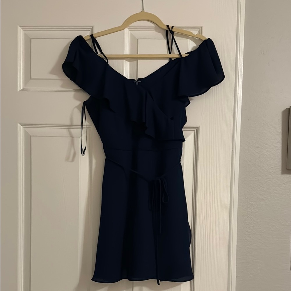 Impeccable Pig Blue Off-Shoulder Mini Dress